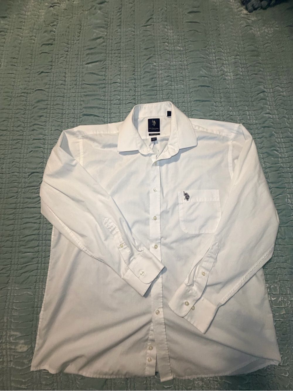 U.S. Polo Assn. White Long-Sleeve Button-Up Dress Shirt-XL